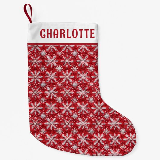 Personalisierter Name des Weihnachtsschneeflochs Kleiner Weihnachtsstrumpf (Vorderseite)