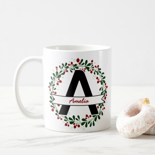 Personalisierter Name des Weihnachtsschreibens Kaffeetasse (Mit Donut)