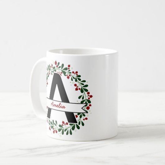 Personalisierter Name des Weihnachtsschreibens Kaffeetasse (Vorderseite Links)