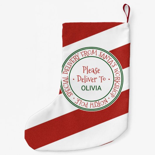 Personalisierter Name des Weihnachtswerkstättes Kleiner Weihnachtsstrumpf (Rückseite)