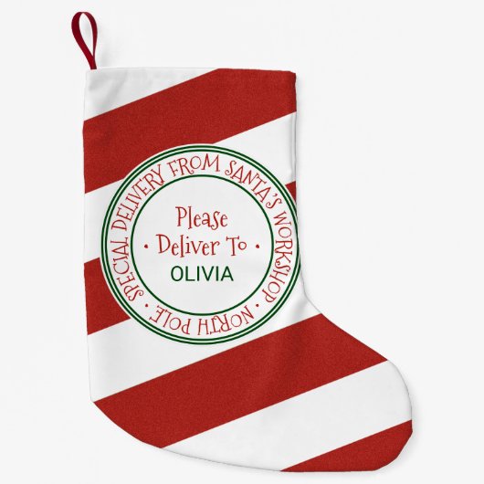 Personalisierter Name des Weihnachtswerkstättes Kleiner Weihnachtsstrumpf (Vorderseite)