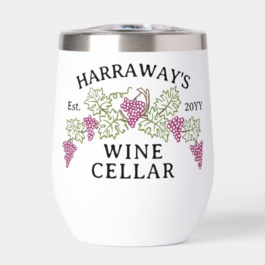 Personalisierter Name des Weinkellers | Trauben un (Vorderseite)