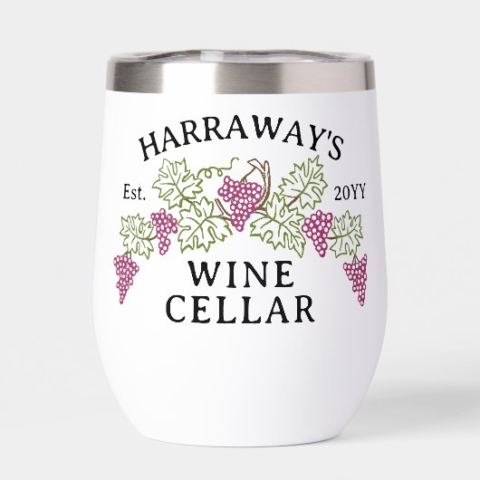 Personalisierter Name des Weinkellers | Trauben un (Rückseite)