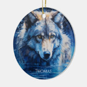 Personalisierter Name des WinterWolfs Keramik Ornament (Links)