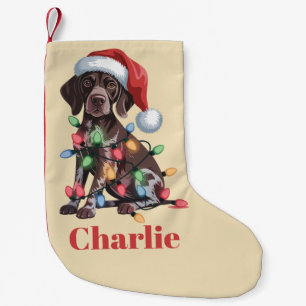 Personalisierter Name Deutsch Drahthaarpointer Wei Kleiner Weihnachtsstrumpf