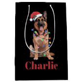 Personalisierter Name Deutscher Schäferhund Weihna Mittlere Geschenktüte (Vorderseite)