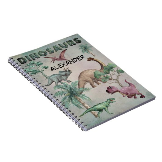 Personalisierter Name Dino Dinosaur-Notebook für J Notizblock (Rechte Seite)