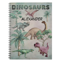 Personalisierter Name Dino Dinosaur-Notebook für J