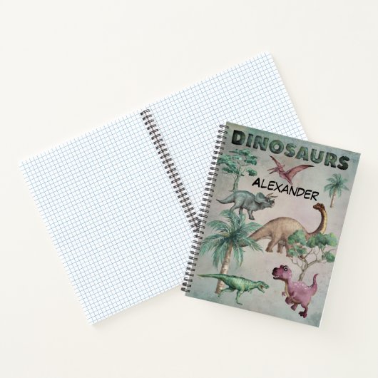 Personalisierter Name Dino Dinosaur-Notebook für J Notizblock (Innenseite)