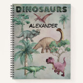 Personalisierter Name Dino Dinosaur-Notebook für J Notizblock (Vorderseite)