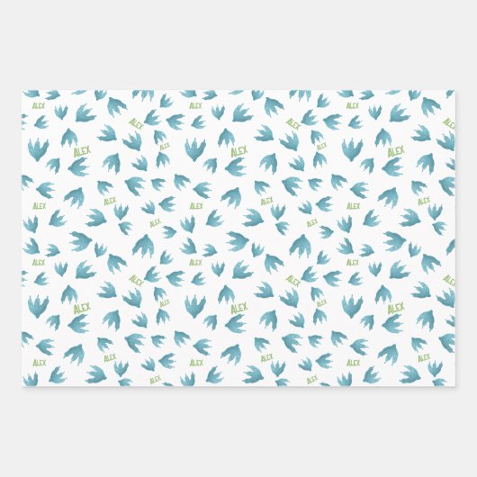 Personalisierter Name Dinosar Geschenkpapier Set (Vorderseite)