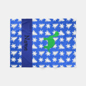 Personalisierter Name Dinosaurier - blaue Schneefl Fleecedecke (Vorderseite (Horizontal))