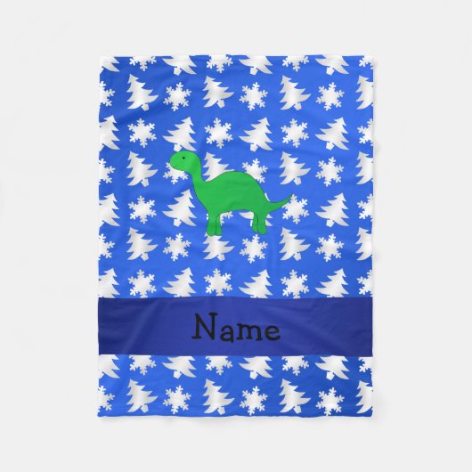Personalisierter Name Dinosaurier - blaue Schneefl Fleecedecke (Vorderseite)