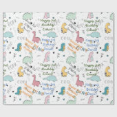 Personalisierter Name Dinosaurier Geburtstag Geschenkpapier (Flach)