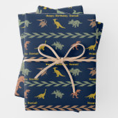 Personalisierter Name Dinosaurier Geschenkpapier Set (Beispiel)