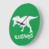 Personalisierter Name Dinosaurier Große Uhr (Winkel)