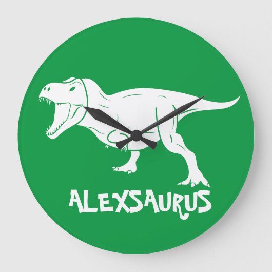 Personalisierter Name Dinosaurier Große Uhr (Vorderseite)