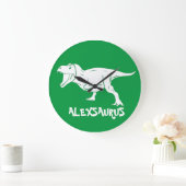 Personalisierter Name Dinosaurier Große Uhr (Zuhause)