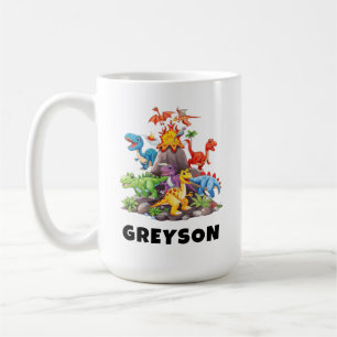 Personalisierter Name Dinosaurier Kinder Heiße Sch Kaffeetasse