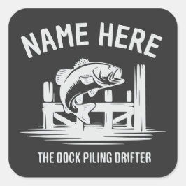 Personalisierter Name Dock Schatten Bass Quadratischer Aufkleber