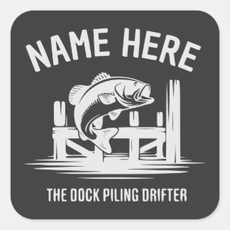 Personalisierter Name Dock Schatten Bass Quadratischer Aufkleber