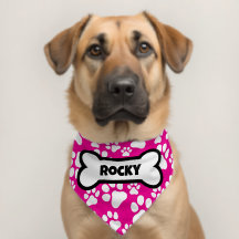 Personalisierter Name Dog Bone Paw Prints Pink