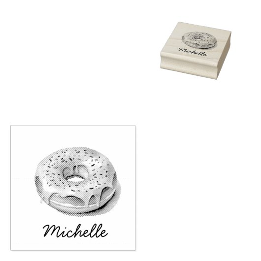 Personalisierter Name Donut Gummistempel (Stempel)