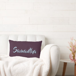 Personalisierter Name dunkel violett und blau Lendenkissen