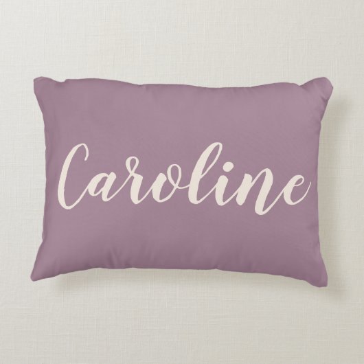 Personalisierter Name Dusty Lila Minimalistisches  Dekokissen (Rückseite)