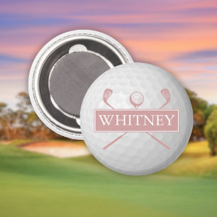 Personalisierter Name Dusty Rose Pink Golfball  Magnet