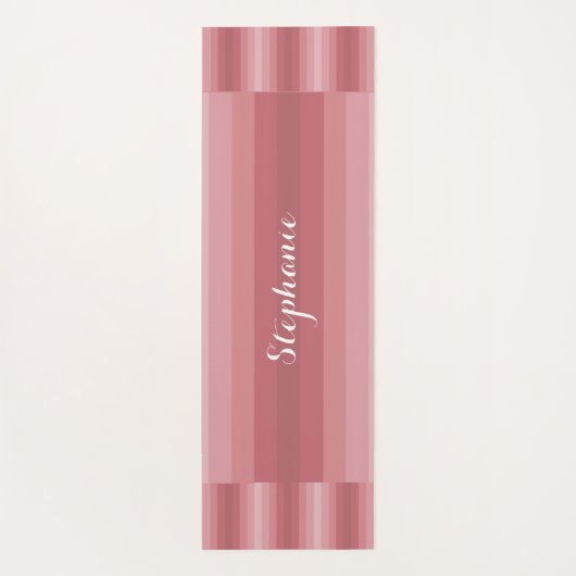 Personalisierter Name Dusty Rose Rosa Streifen Yogamatte (Rückseite)