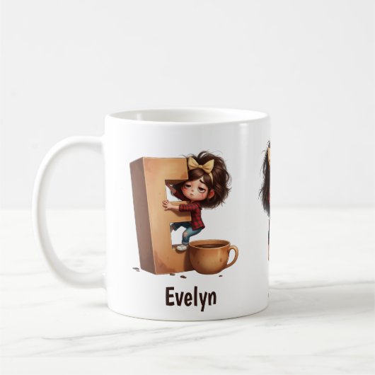 Personalisierter Name & E Verschlafener Morgen Kar Kaffeetasse (Links)
