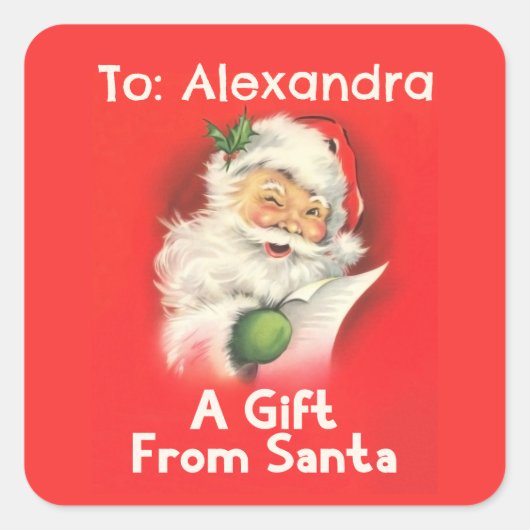 Personalisierter Name ein Geschenk vom Weihnachtsm Quadratischer Aufkleber (Vorderseite)