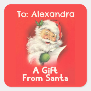 Personalisierter Name ein Geschenk vom Weihnachtsm Quadratischer Aufkleber