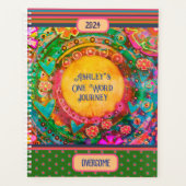 Personalisierter Name Ein Wort Vintag Blumenstreif Planer (Vorderseite)