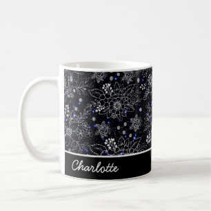 Personalisierter Name einer nahtlosen Blumengalaxi Kaffeetasse