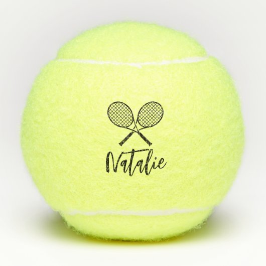 Personalisierter Name eines eleganten Skripts Tennisbälle (Vorderseite)