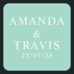 Personalisierter Name Einfach Moderne Minimale Hoc Quadratischer Aufkleber<br><div class="desc">Personalisierter Name Einfache moderne Minimal-Aufkleber für den Hochzeitsplatz</div>