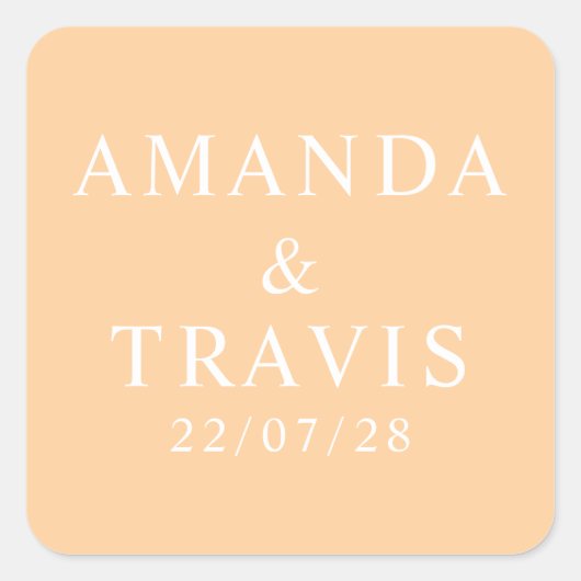 Personalisierter Name Einfach Moderne Minimale Hoc Quadratischer Aufkleber (Vorderseite)