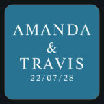 Personalisierter Name Einfach Moderne Minimale Hoc Quadratischer Aufkleber<br><div class="desc">Personalisierter Name Einfache moderne Minimal-Aufkleber für den Hochzeitsplatz</div>