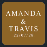 Personalisierter Name Einfach Moderne Minimale Hoc Quadratischer Aufkleber<br><div class="desc">Personalisierter Name Einfache moderne Minimal-Aufkleber für den Hochzeitsplatz</div>