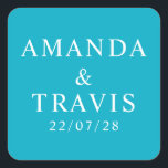 Personalisierter Name Einfach Moderne Minimale Hoc Quadratischer Aufkleber<br><div class="desc">Personalisierter Name Einfache moderne Minimal-Aufkleber für den Hochzeitsplatz</div>