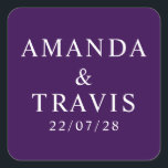 Personalisierter Name Einfach Moderne Minimale Hoc Quadratischer Aufkleber<br><div class="desc">Personalisierter Name Einfache moderne Minimal-Aufkleber für den Hochzeitsplatz</div>