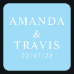 Personalisierter Name Einfach Moderne Minimale Hoc Quadratischer Aufkleber<br><div class="desc">Personalisierter Name Einfache moderne Minimal-Aufkleber für den Hochzeitsplatz</div>