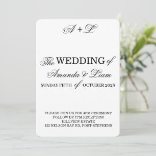 PERSONALISIERTER NAME EINFACH MODERNER HOCHZEITSTI EINLADUNG