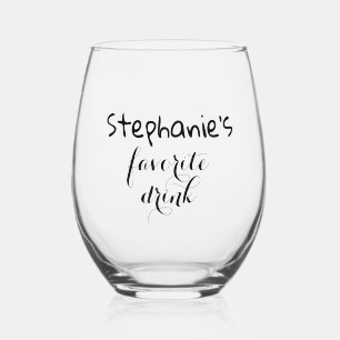Personalisierter Name Einfache Lieblings-Drink-Chi Weinglas Ohne Stiel