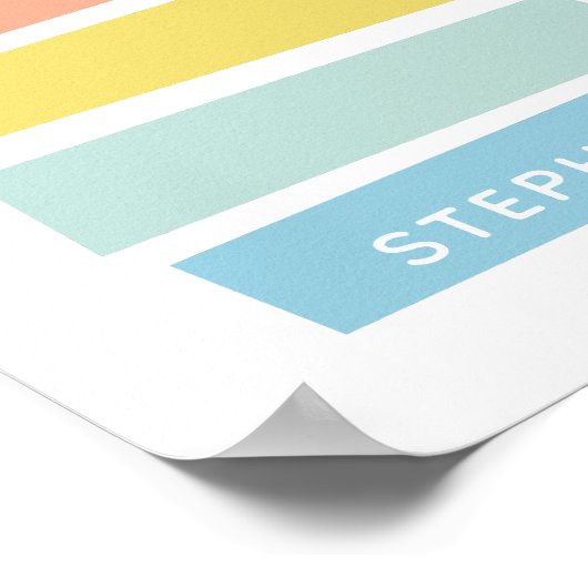 Personalisierter Name Einfache moderne Pastagerich Poster (Ecke)