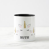 Personalisierter Name Einhorn Glitter-Design – Ind Tasse (Zentrum)