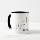 Personalisierter Name Einhorn Glitter-Design – Ind Tasse (Vorderseite Links)