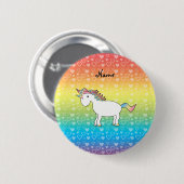 Personalisierter Name Einhorn Regenbogenherzen Button (Vorne & Hinten)